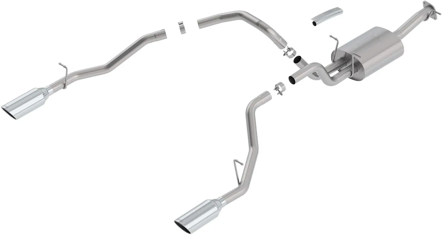 BORLA 140753 Cat-Back Perf. Exhaust System for '19-'23 Ram 1500 V8 Incl. E-Torque Incl. Rebel & G/T Models (Exc. Classic) T-304 ATAK Sound Dual Split Rear Exit Single 5" Round Chrome Tips On Each Side