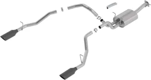 BORLA 140753BC Cat-Back Perf. Exhaust System for 2019-2023 Ram 1500 V8 (Incl. E-Torque) (Exc. Classic) T-304 Stainless Steel ATAK Sound Dual Split Rear Exit Single 5" Round Black Chrome Tips Each Side