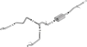 BORLA 140769 Cat-Back Perf. Exh. Sys. for 2019-2024 Chevrolet Silverado 1500 V8 & GMC Sierra 1500 V8 T-304 Stainlesss Steel S-Type Sound Dual Split Rear Exit Single Outlet On Each Side Reuse O.E. Tips