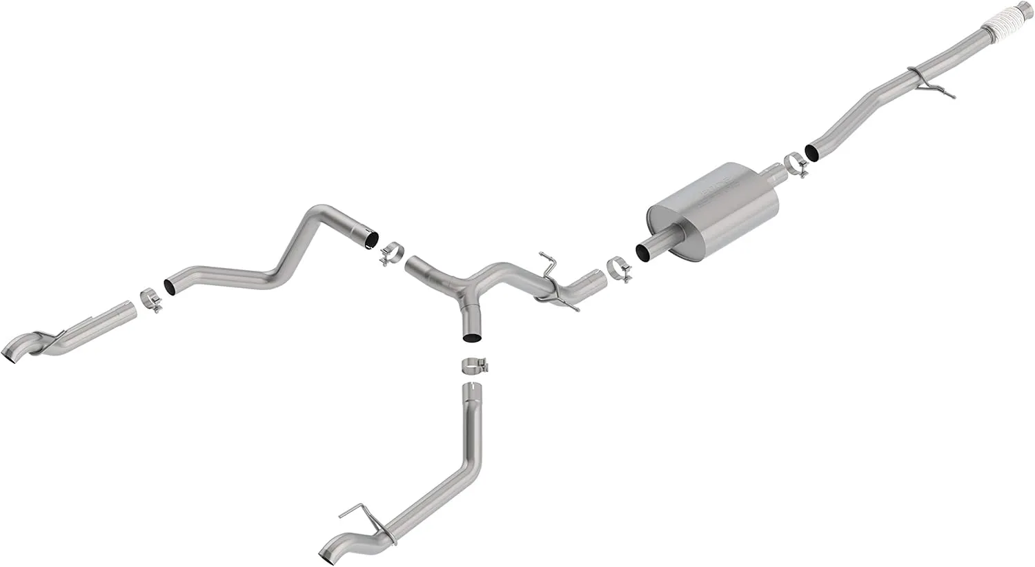 BORLA 140769 Cat-Back Perf. Exh. Sys. for 2019-2024 Chevrolet Silverado 1500 V8 & GMC Sierra 1500 V8 T-304 Stainlesss Steel S-Type Sound Dual Split Rear Exit Single Outlet On Each Side Reuse O.E. Tips