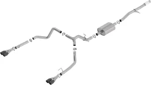 BORLA 140770BC Cat-Back Perf. Exhaust Sys. for 2019-2024 Chevrolet Silverado 1500 / GMC Sierra 1500 5.3L V8 S-Type Sound Dual Split Rear Exit Dual 3.5" Rond Black Chrome Tips Each Side