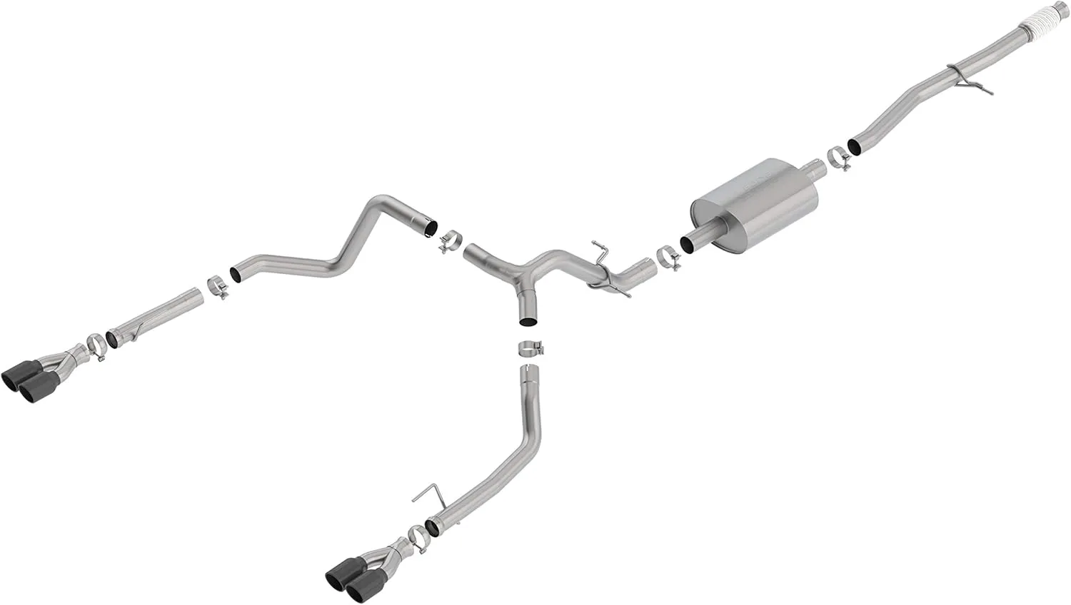 BORLA 140770BC Cat-Back Perf. Exhaust Sys. for 2019-2024 Chevrolet Silverado 1500 / GMC Sierra 1500 5.3L V8 S-Type Sound Dual Split Rear Exit Dual 3.5" Rond Black Chrome Tips Each Side