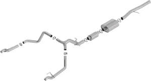 BORLA 140773 Cat-Back Perf. Exhaust Sys. for '19-'23 Chevrolet Silverado 1500 V8 & GMC Sierra 1500 V8T-304 Stainless Steel S-Type Sound Dual Split Rear Exit Single 2.75" Exit Each Side Reuse O.E. Tips