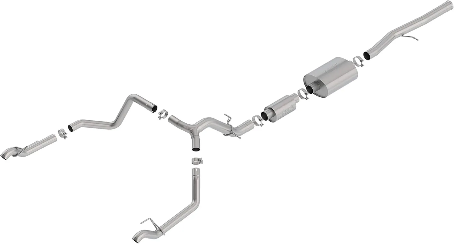 BORLA 140773 Cat-Back Perf. Exhaust Sys. for '19-'23 Chevrolet Silverado 1500 V8 & GMC Sierra 1500 V8T-304 Stainless Steel S-Type Sound Dual Split Rear Exit Single 2.75" Exit Each Side Reuse O.E. Tips