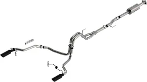 BORLA 140863BC Cat-Back for '21-'23 F-150 2.7L/3.5L AT 2&4WD Crew Cab 5' 7" Bed/Ext. Cab 6' 7" Bed EXC. 3.5L P.B., Tremor, & Black Appear. Adapt. 60556 Crew Cab (6' 7") Bed. 60564 Ext. Cab (8' 2") Bed