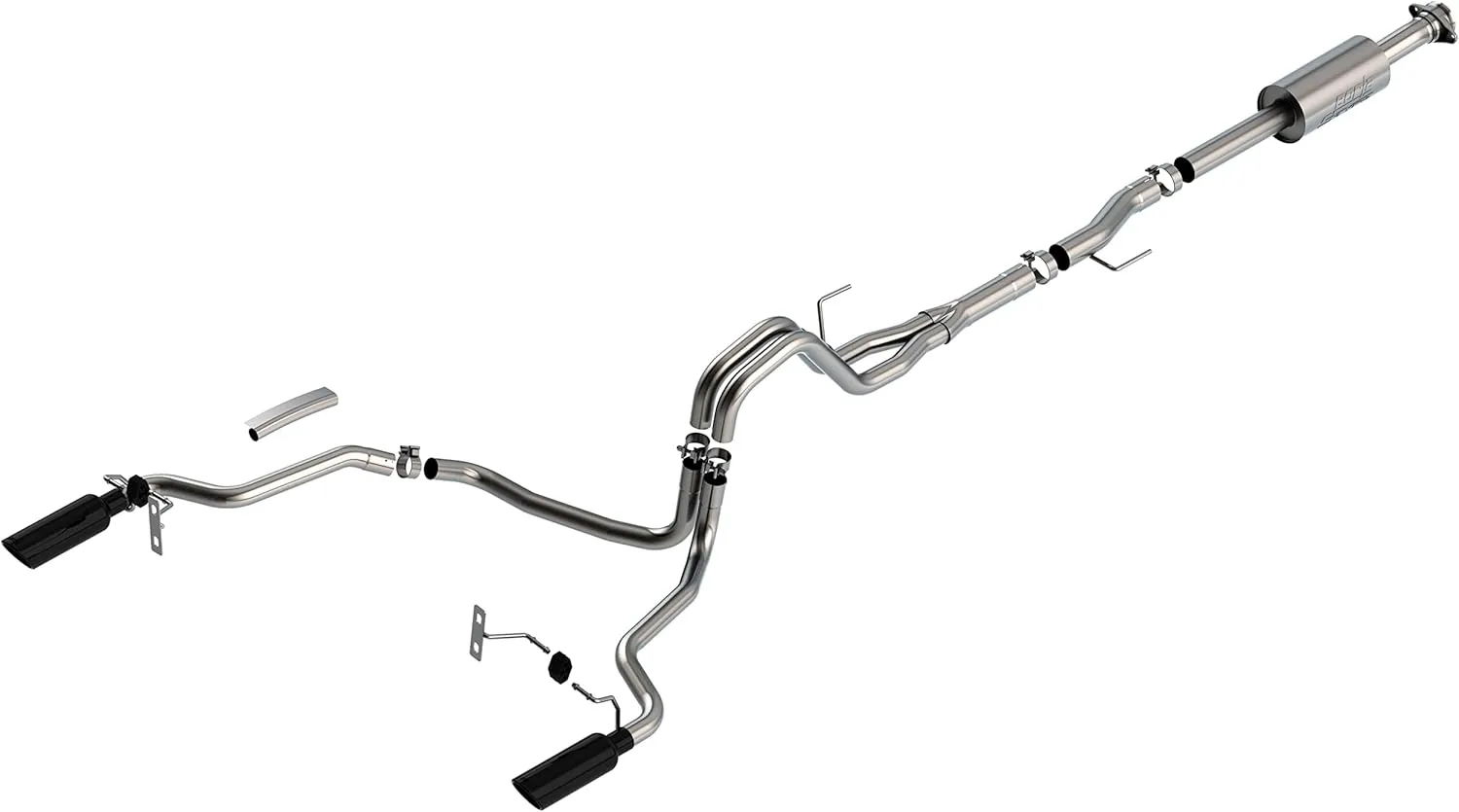 BORLA 140863BC Cat-Back for '21-'23 F-150 2.7L/3.5L AT 2&4WD Crew Cab 5' 7" Bed/Ext. Cab 6' 7" Bed EXC. 3.5L P.B., Tremor, & Black Appear. Adapt. 60556 Crew Cab (6' 7") Bed. 60564 Ext. Cab (8' 2") Bed