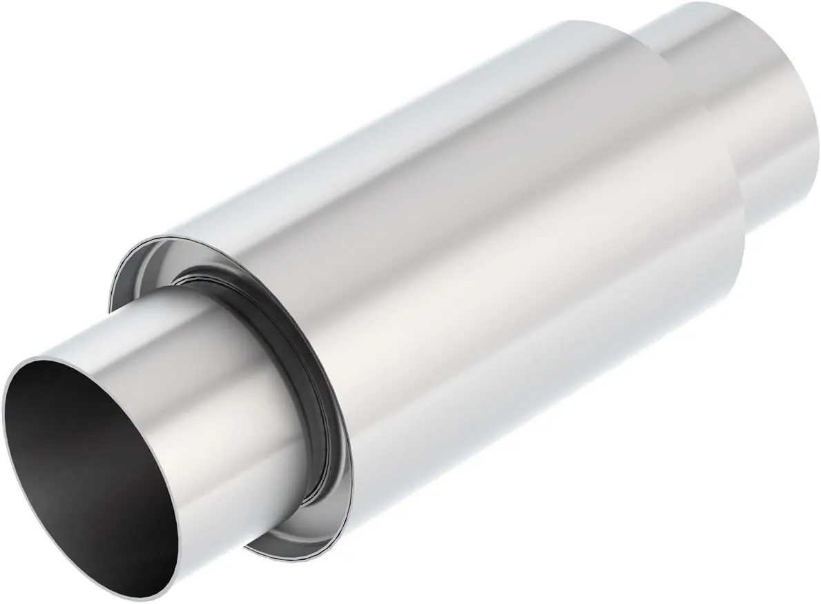 BORLA 40004S XR-1 Sportsman XR-1 Sportsman Racing Muffler - 3.5" Center Inlet/ 3.5" Center Outlet 5" Round x 8" Long Body 13" Overall Length. Universal Part. Reversible Design.
