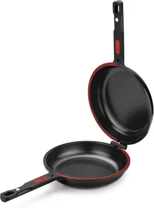 BRA COOKWARE Premiere Double Frying Pan | 10.2 inches Two Sided Skillet | Cast Aluminum Joined Pans | 100% PFOA Free Triple Non-Stick Coating | Full Induction Spanish Omelette Pan | Non-Toxic