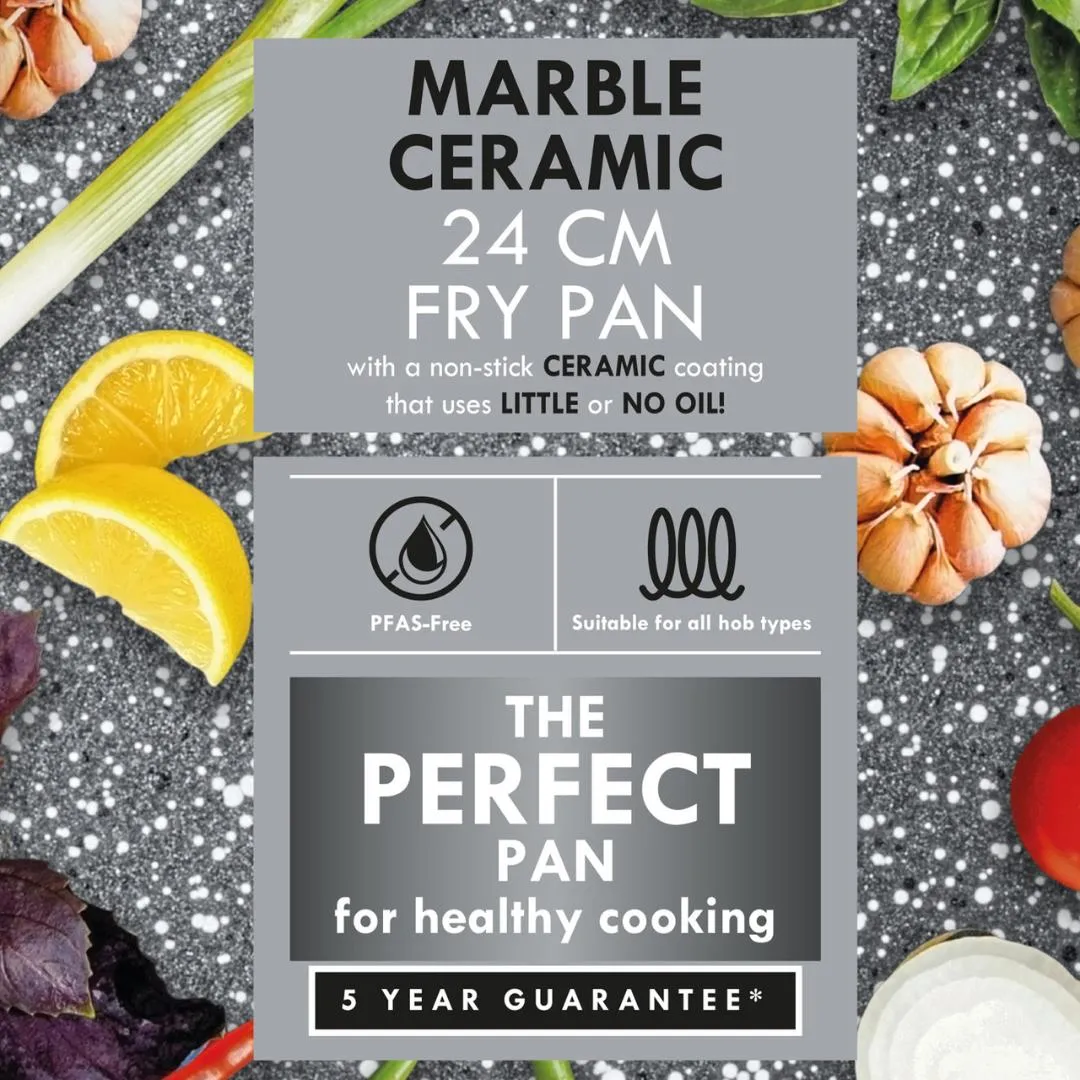 BW12902EU7 Progress Marble Ceramic 24cm Non-Stick Frying Pan