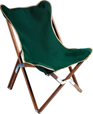 BYER OF MAINE - Pangean Butterfly Chair, Easy to Fold Hardwood Sling Chair for Beach and Camping - 34" H x 23" W, 27" D, Single - Green