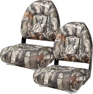 Camo Low Back/High Back Folding Boat Seat,Fishing Marine Seats with Stainless Steel Screws Included