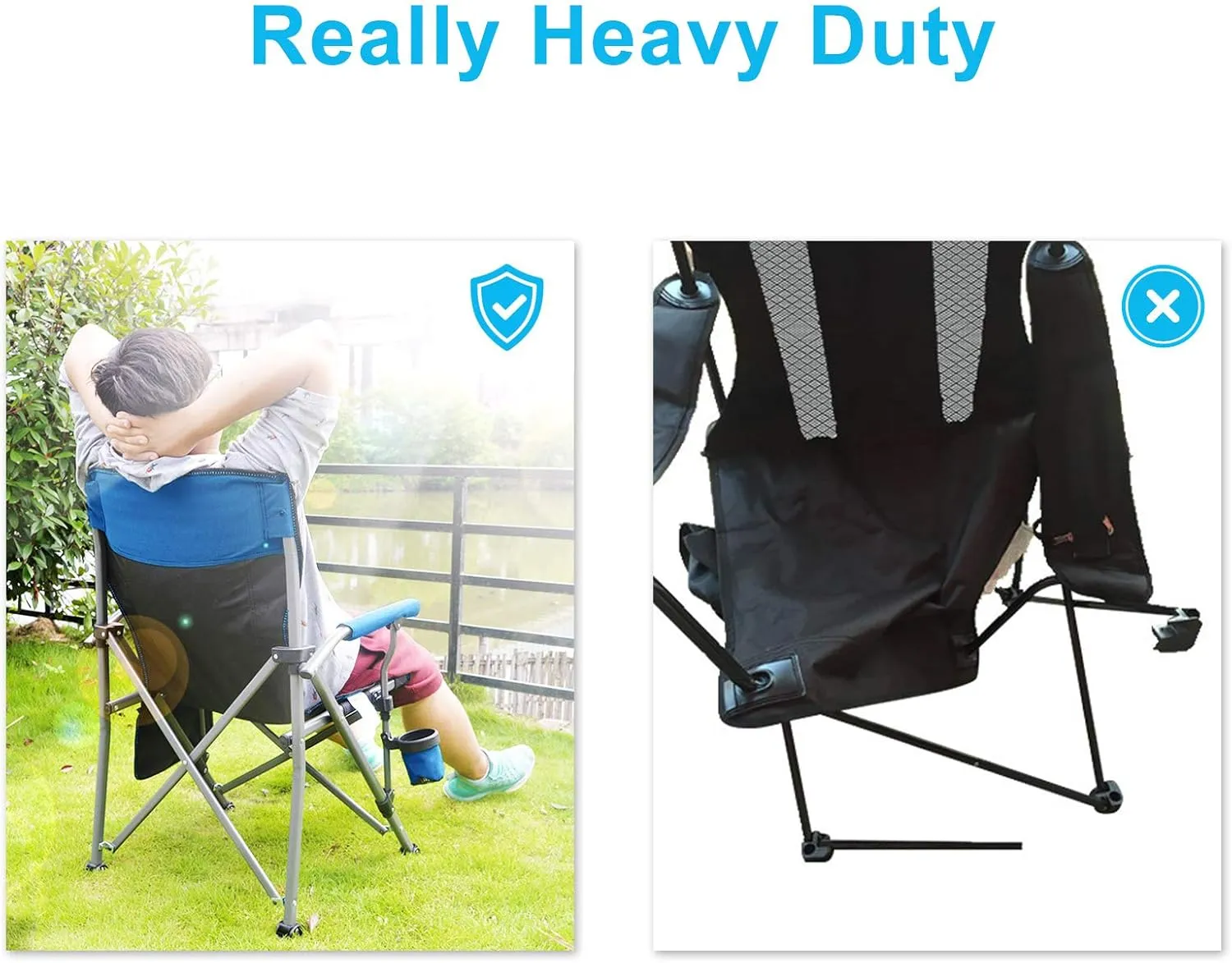 Camping Chair for Adults,Portable Folding Lawn Chair for Outside,Heavy Duty Camping Chair Support up to 330lbs,Collapsible Outdoor Beach Chair with Cup Holder(Grey)
