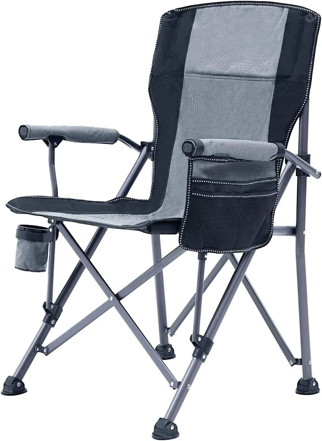 Camping Chair for Adults,Portable Folding Lawn Chair for Outside,Heavy Duty Camping Chair Support up to 330lbs,Collapsible Outdoor Beach Chair with Cup Holder(Grey)