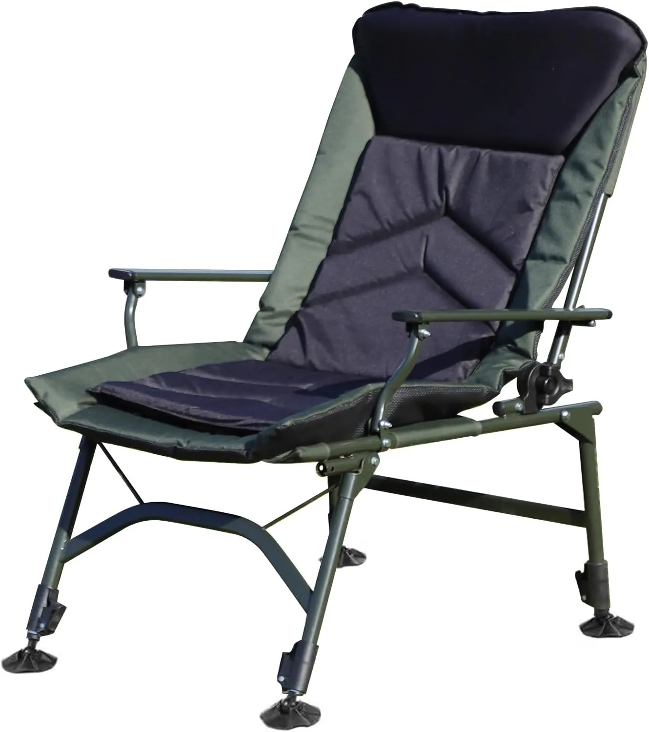 Camping Chair, High Back Heavy Duty Lawn Folding Chair, Support 330 LBS, with Adjustable Legs and Backrest, for Fishing, Beach, Leisure or Outdoor, Green   Black