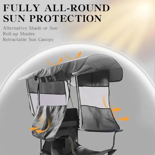 Camping Chair w/ Canopy Shade,Portable Folding Chair with UPF 50  Sun Shade