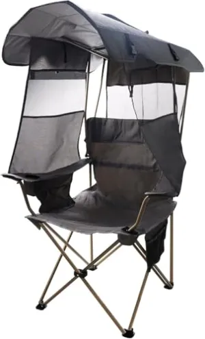 Camping Chair w/ Canopy Shade,Portable Folding Chair with UPF 50  Sun Shade