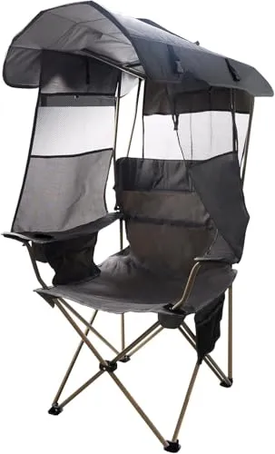 Camping Chair w/ Canopy Shade,Portable Folding Chair with UPF 50  Sun Shade