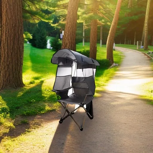 Camping Chair w/ Canopy Shade,Portable Folding Chair with UPF 50  Sun Shade
