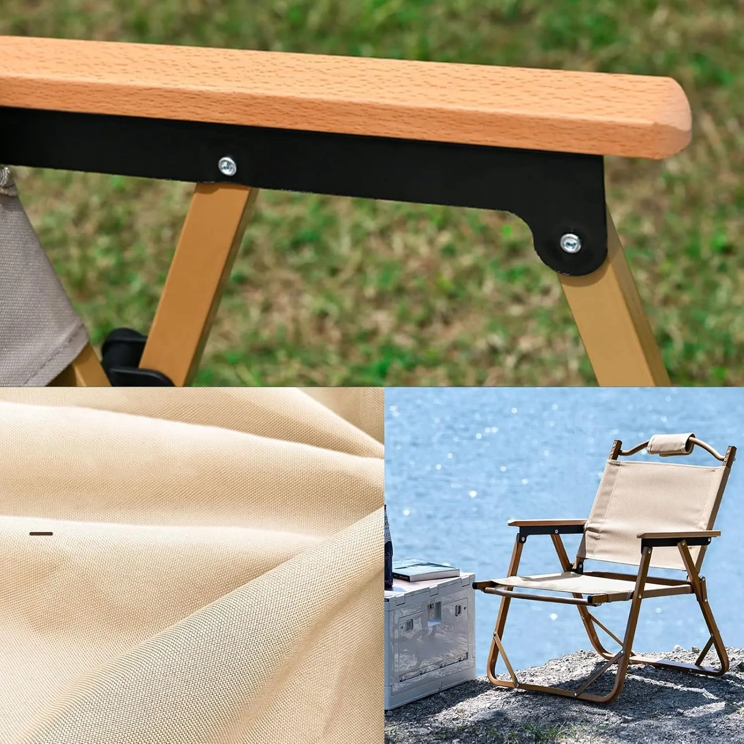 Camping Chairs For Adults Folding Chairs Outdoor For Garden Picnic Hiking Indoor, Recliner Garden Chairs, Aluminium   Oxford Cloth   Beech Wood, For Outdoor Camp, Travel, Beach, Picnic, Hiking, 2 Piec