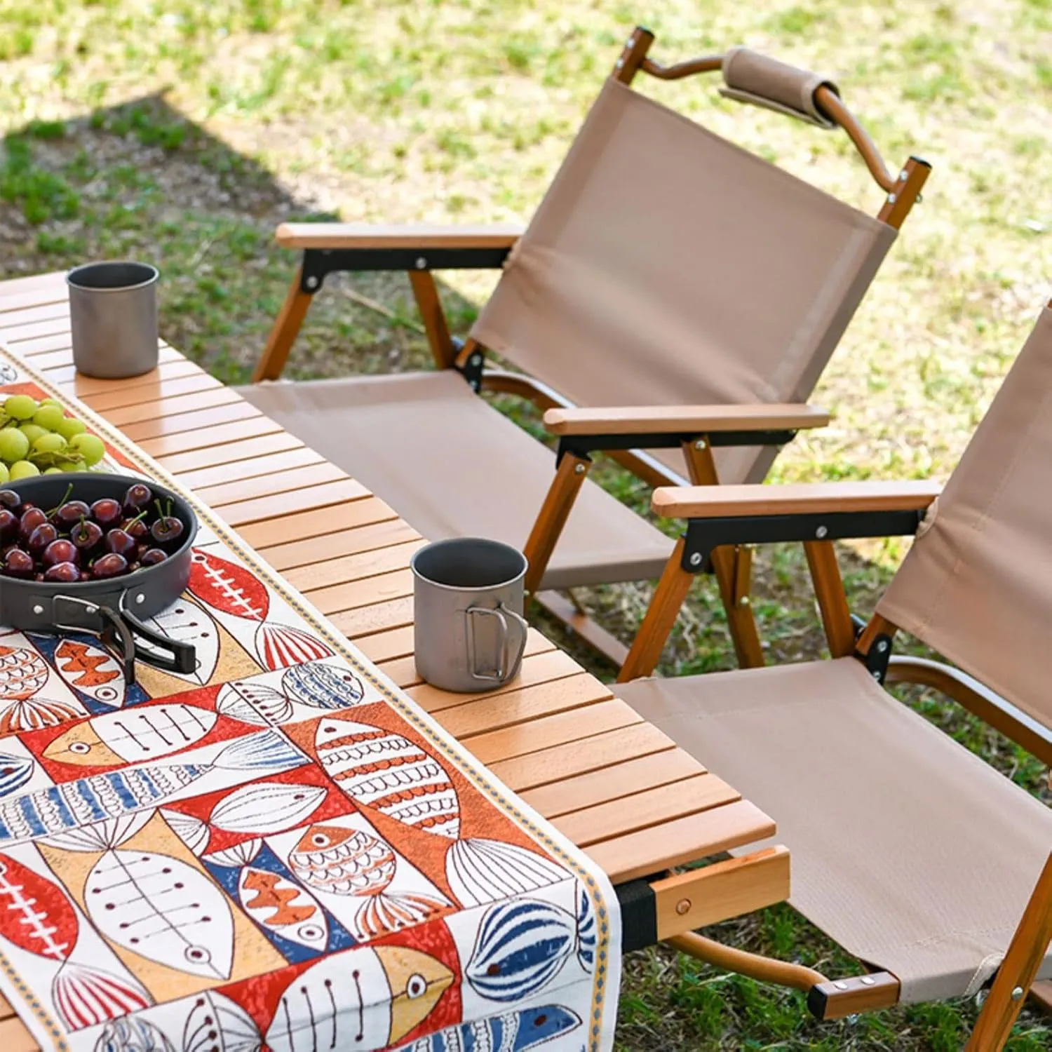 Camping Chairs For Adults Folding Chairs Outdoor For Garden Picnic Hiking Indoor, Recliner Garden Chairs, Aluminium   Oxford Cloth   Beech Wood, For Outdoor Camp, Travel, Beach, Picnic, Hiking, 2 Piec