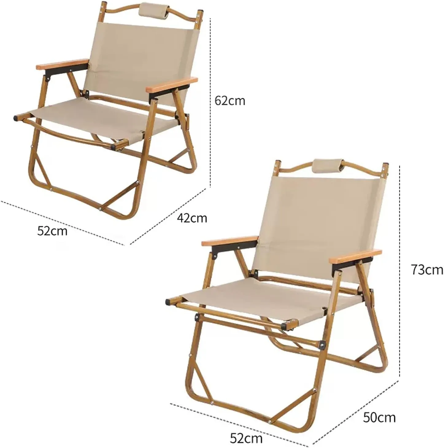 Camping Chairs For Adults Folding Chairs Outdoor For Garden Picnic Hiking Indoor, Recliner Garden Chairs, Aluminium   Oxford Cloth   Beech Wood, For Outdoor Camp, Travel, Beach, Picnic, Hiking, 2 Piec
