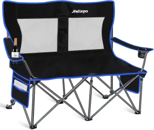 Camping Chairs Oversized Camping Chair Portable Lawn Chair Double Camping Chair for Adults Heavy Duty Folding Chair Support 700LBS with Big Side Organizer Pockets for Camping/Car Trunk/Beach/Campfires