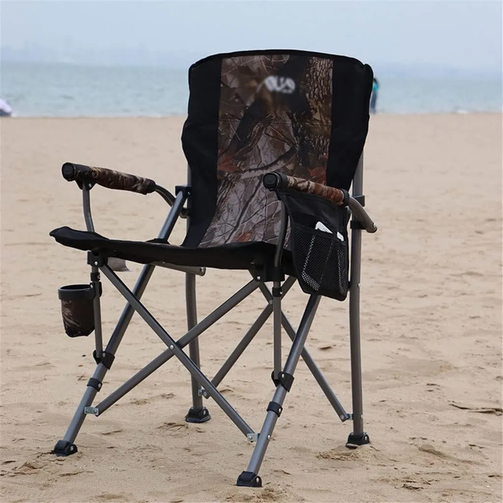 Camping Chairs, Portable Camping Metal Chair Stool Folding Outdoor Large Beach Chairs with Cup Holder Carry Bag for Outside/a/As Shown