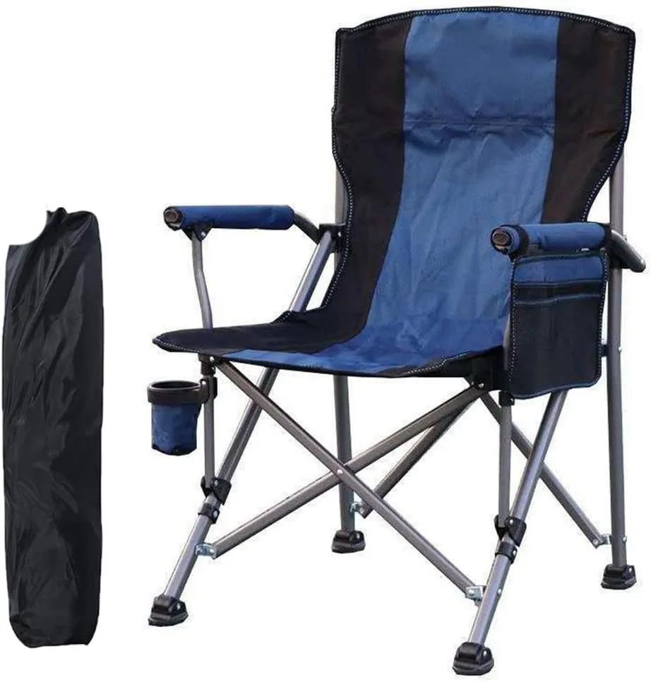 Camping Chairs, Portable Camping Metal Chair Stool Folding Outdoor Large Beach Chairs with Cup Holder Carry Bag for Outside/a/As Shown