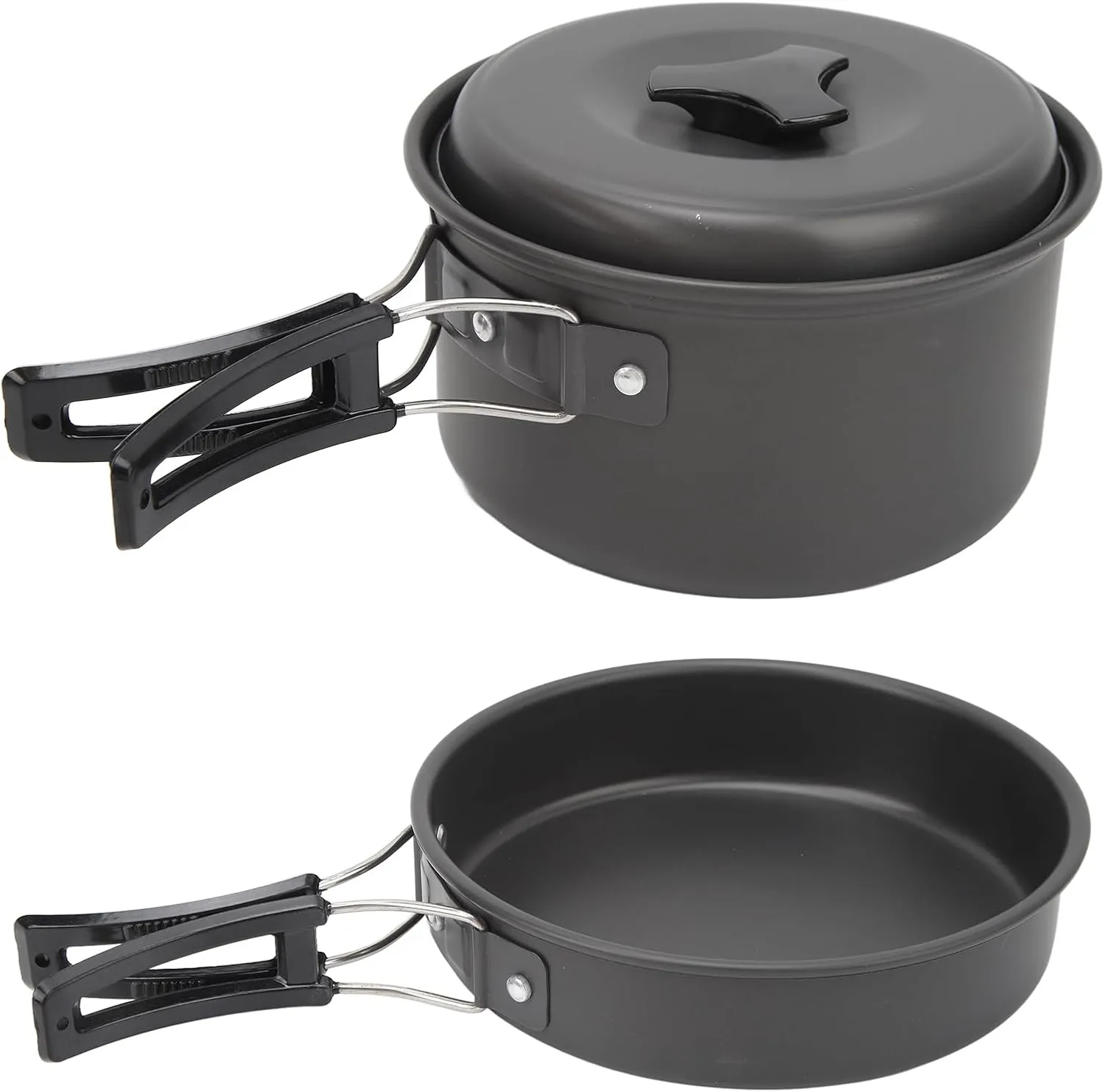 Camping Cookware Mess Kit Anti Scalding Folding Handle Camping Cooking Pans Set for Travel Outdoor Activities