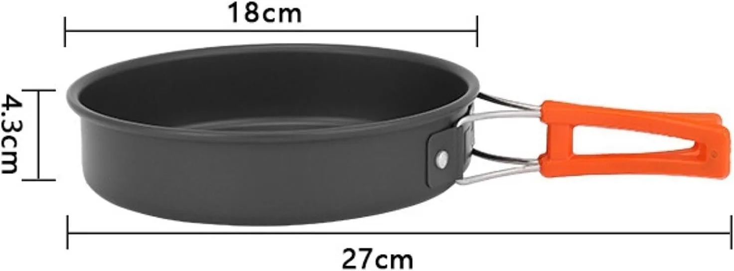 Camping Frying Pan Round Cooking Pot Versatile Folding Handle Non-Stick Frying Pan Camping Skillet for Picnic Backpacking, M