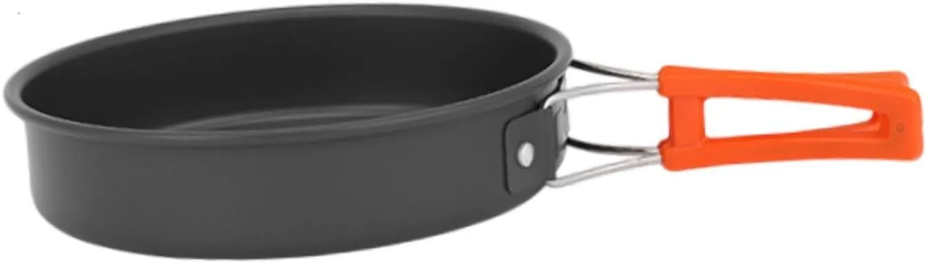 Camping Frying Pan Round Cooking Pot Versatile Folding Handle Non-Stick Frying Pan Camping Skillet for Picnic Backpacking, M