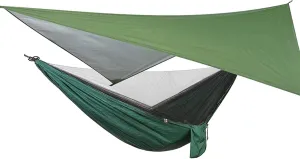Camping Hammock, Nylon Fabric Polyester Durability Stability Camping Hammock, Strong Firm Portable Hammock Tent, for Traveling, Camping[Green]