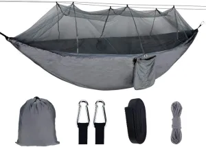 Camping Hammock with Mosquito net, Portable Parachute Hammock, Lightweight Nylon Hammock Breathable Outdoor Backpacking Hiking-A 260x140cm