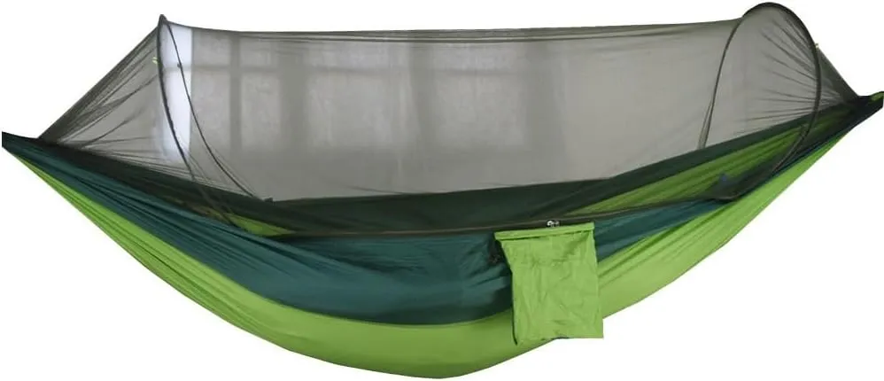 Camping Hammock,travel Hammock,Automatic Quick-open with Mosquito Net, Nylon Fabric, Suitable for Camping, Camping and Beach Scenarios.(Fruit green)