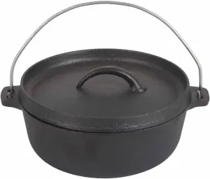 Camping Pot, Cast Iron Heating Evenly Non Stick Outdoor Cooking Pot with Lid, Multipurpose Camping Cook Pot, for Picnic, Hiking, BBQ