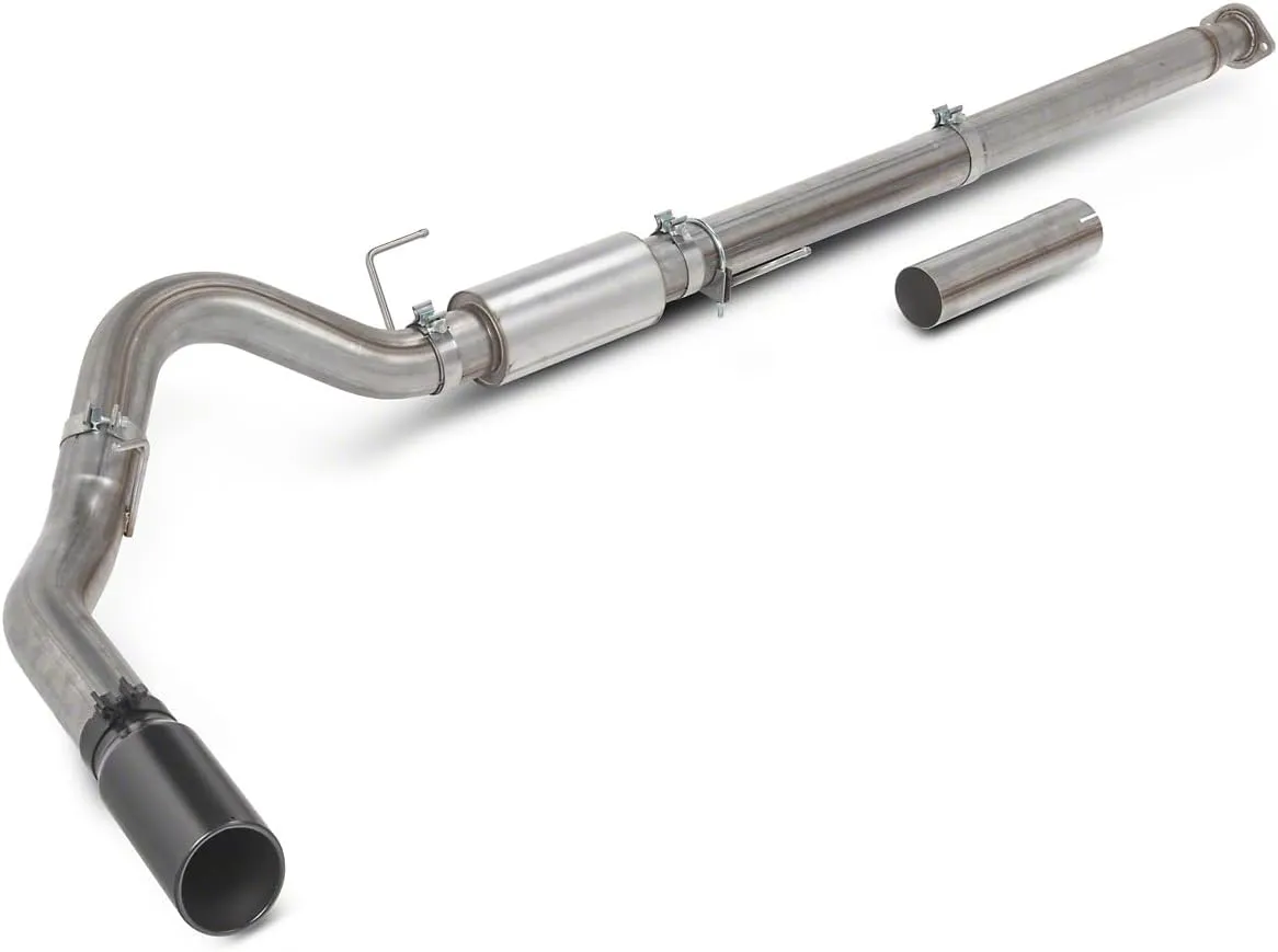 C&L 4-Inch Single Exhaust System with Black Tip; Side Exit Compatible For 15-20 2.7L EcoBoost F-150