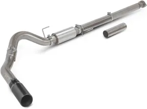 C&L 4-Inch Single Exhaust System with Black Tip; Side Exit Compatible For 15-20 2.7L EcoBoost F-150