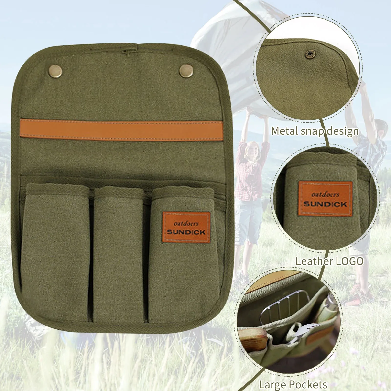 Canvas Camping Chair Armrest Storage Bag