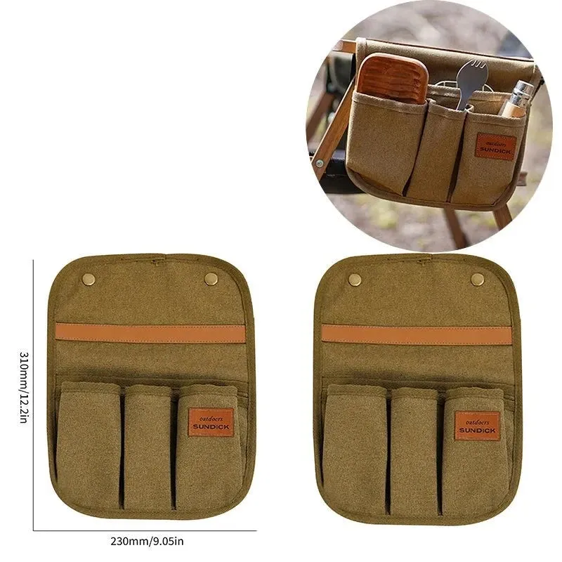Canvas Camping Chair Armrest Storage Bag