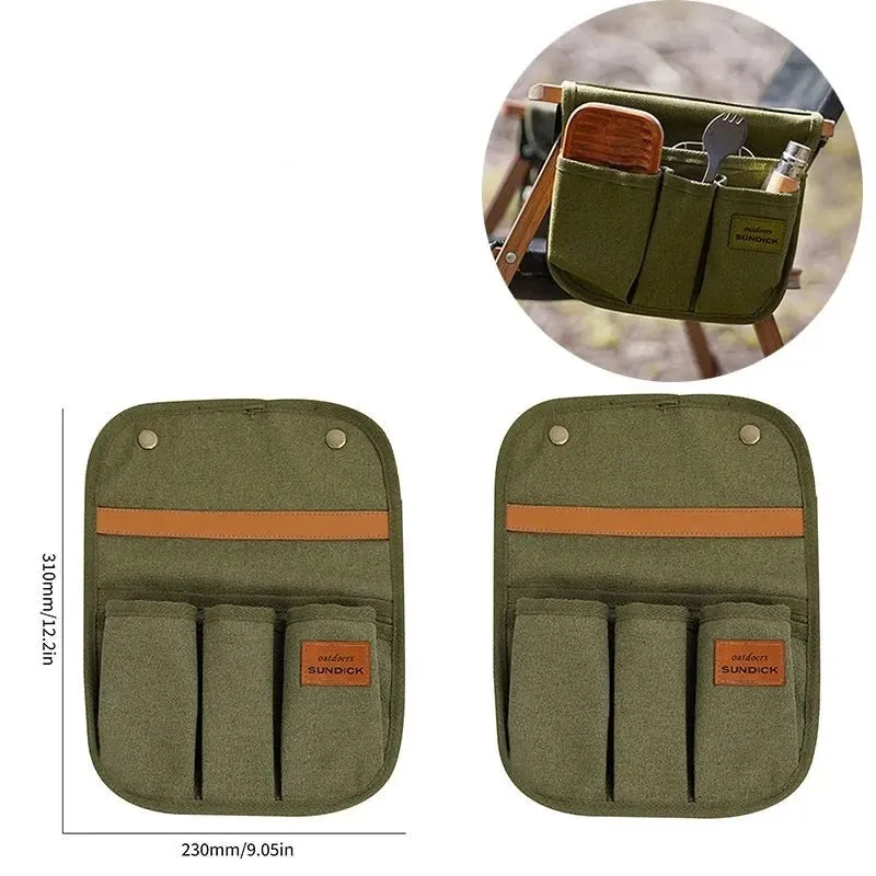 Canvas Camping Chair Armrest Storage Bag
