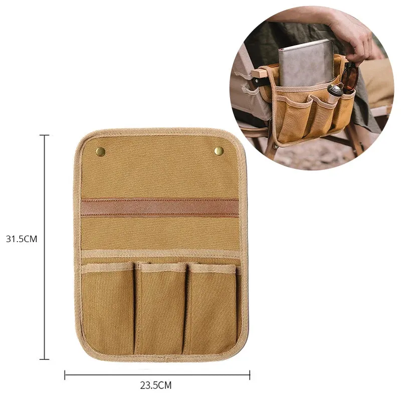 Canvas Camping Chair Armrest Storage Bag