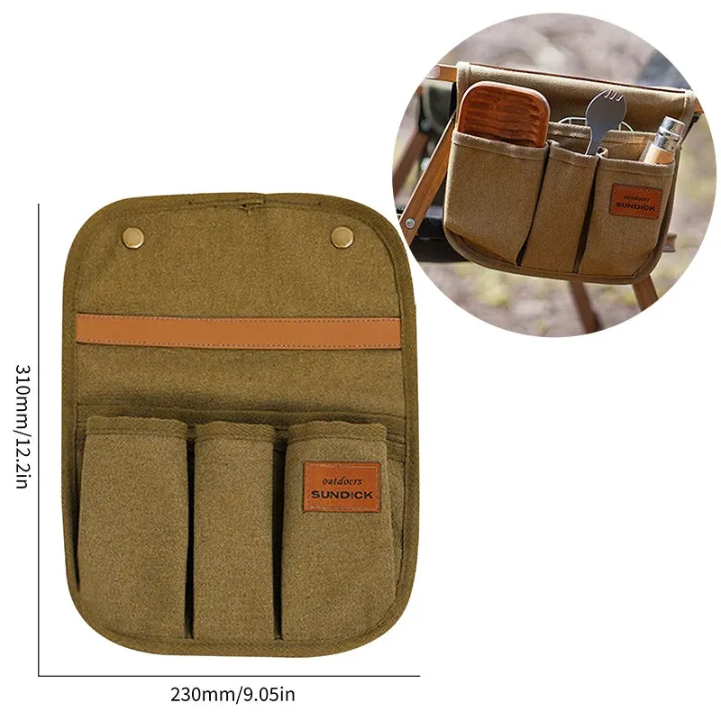 Canvas Camping Chair Armrest Storage Bag
