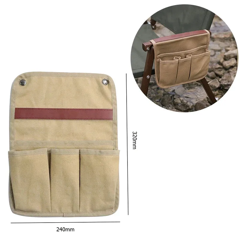 Canvas Camping Chair Armrest Storage Bag