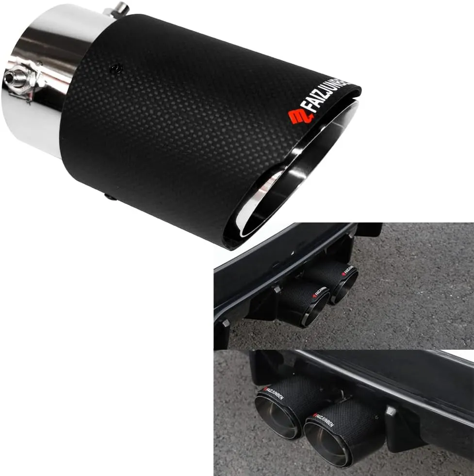 carbon fiber exhaust tip inlet 2.8" outlet 3.5" length 6.5", frosted carbon fiber exhaust tip - bolt-on, for 1.8"-2.8" OD car exhaust pipe