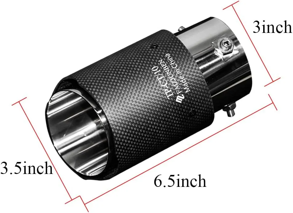 carbon fiber exhaust tip inlet 2.8" outlet 3.5" length 6.5", frosted carbon fiber exhaust tip - bolt-on, for 1.8"-2.8" OD car exhaust pipe