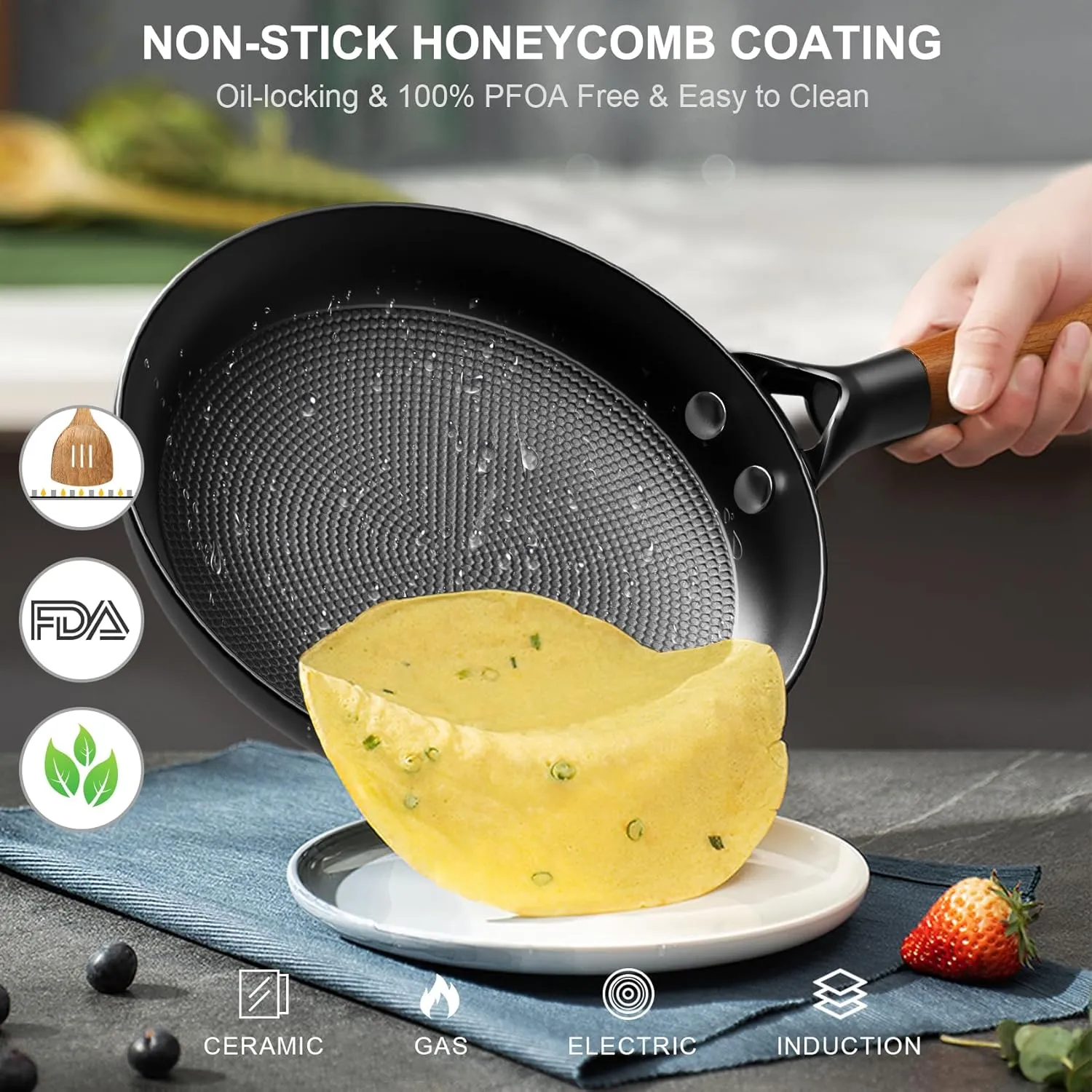 Cast Iron Skillet, 8 Inch Non Stick Frying Pans with Removable Handle Skillet, Egg Pan Nonstick Cooking Pan, Oven Safe Dishwasher Safe, Fathers Mothers Day Gifts