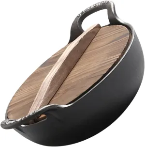 Cast Iron Uncoated Iron Pan Stew Pot Cooking Pot Cookware with Side Handles