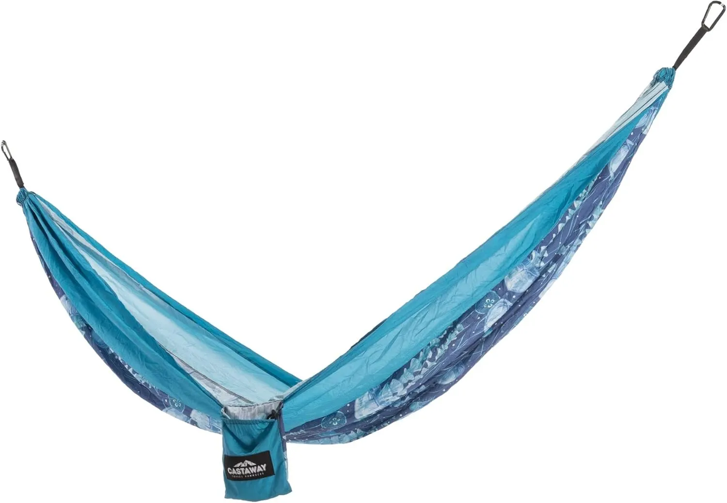 Castaway Travel Hammocks Double Jellyfish Camping Hammock with 2 Tree Straps, Triple Stitched Durable Nylon Material, Compact Design for Backpacking, Travel, Beach, Backyard, Patio, Hiking