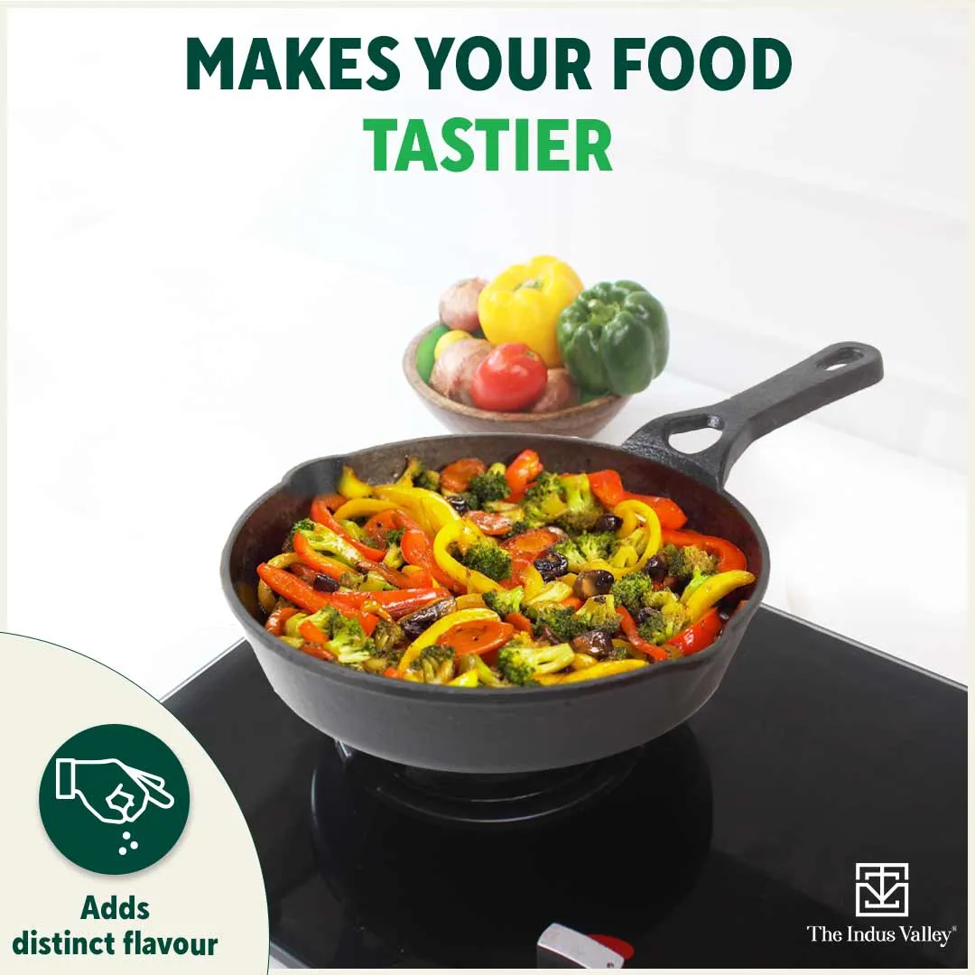 CASTrong Cast Iron Fry Pan/Skillet, Pre-seasoned, Natural Nonstick, 100% Pure, Toxin-free, Induction, 20.3cm, 0.9L, 1.6kg
