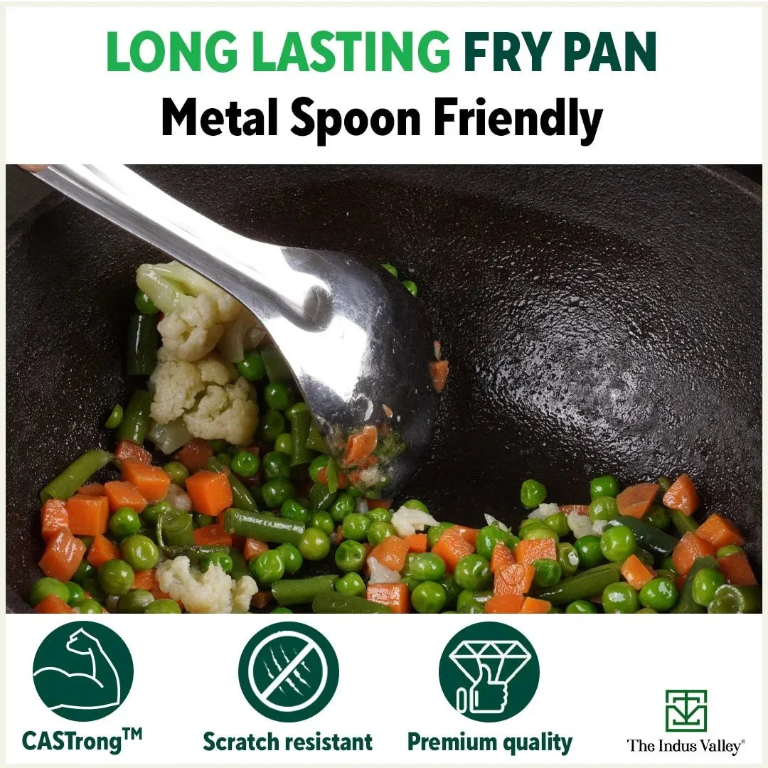 CASTrong Cast Iron Fry Pan/Skillet, Pre-seasoned, Natural Nonstick, 100% Pure, Toxin-free, Induction, 20.3cm, 0.9L, 1.6kg